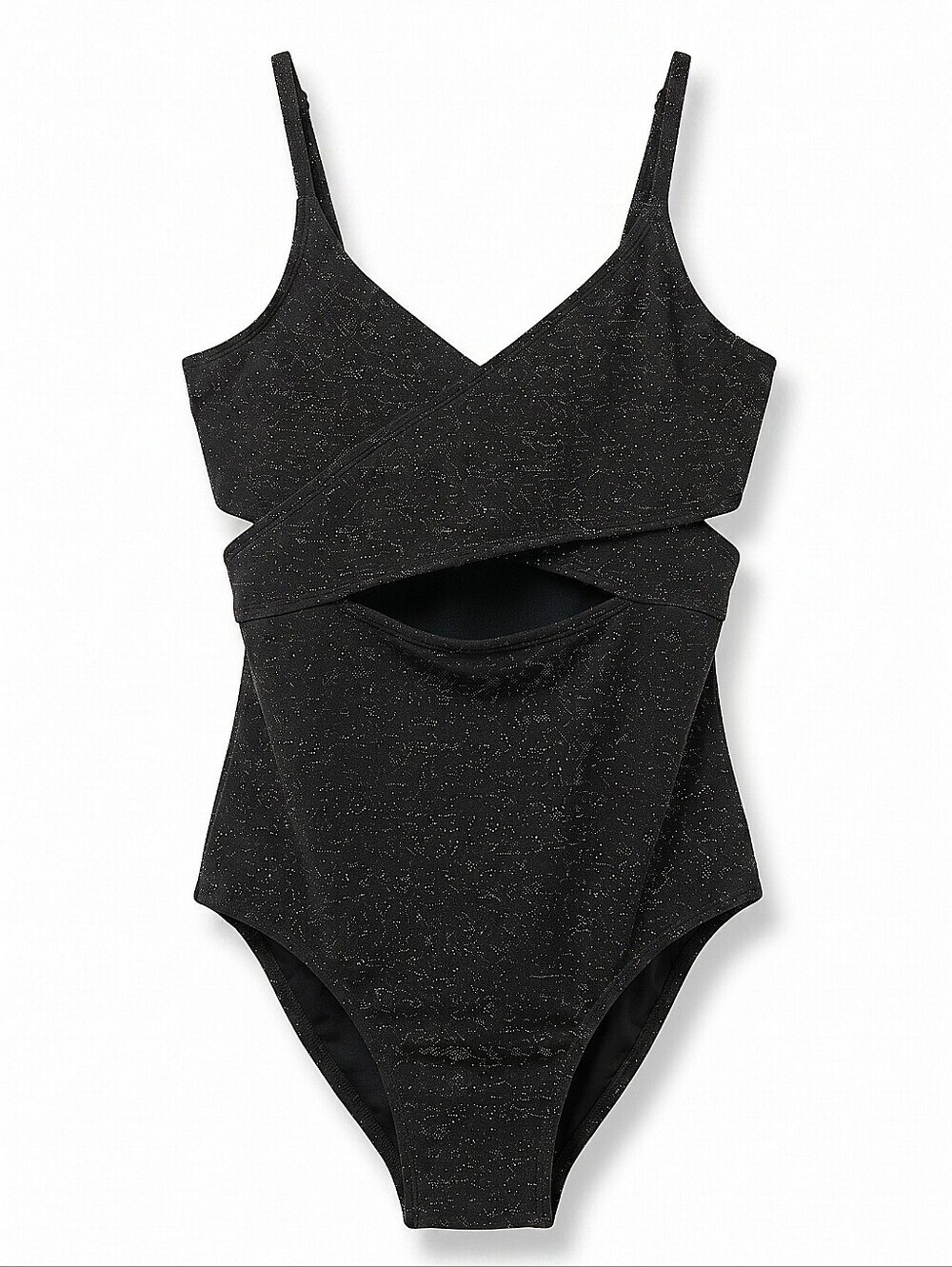 NWT! Art Class Black Sparkle Cutout One-Piece Swimsuit